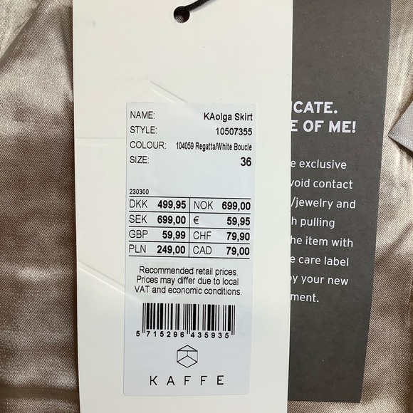 KAFFE Regatta/White Boucle Tweed Pencil Skirt Size 36 - Picture 12 of 15
